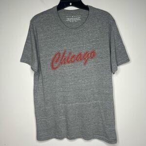 Alice & Wonder Chicago Graphic Tee Short Sleeve T-Shirt Women's L Heather Gray